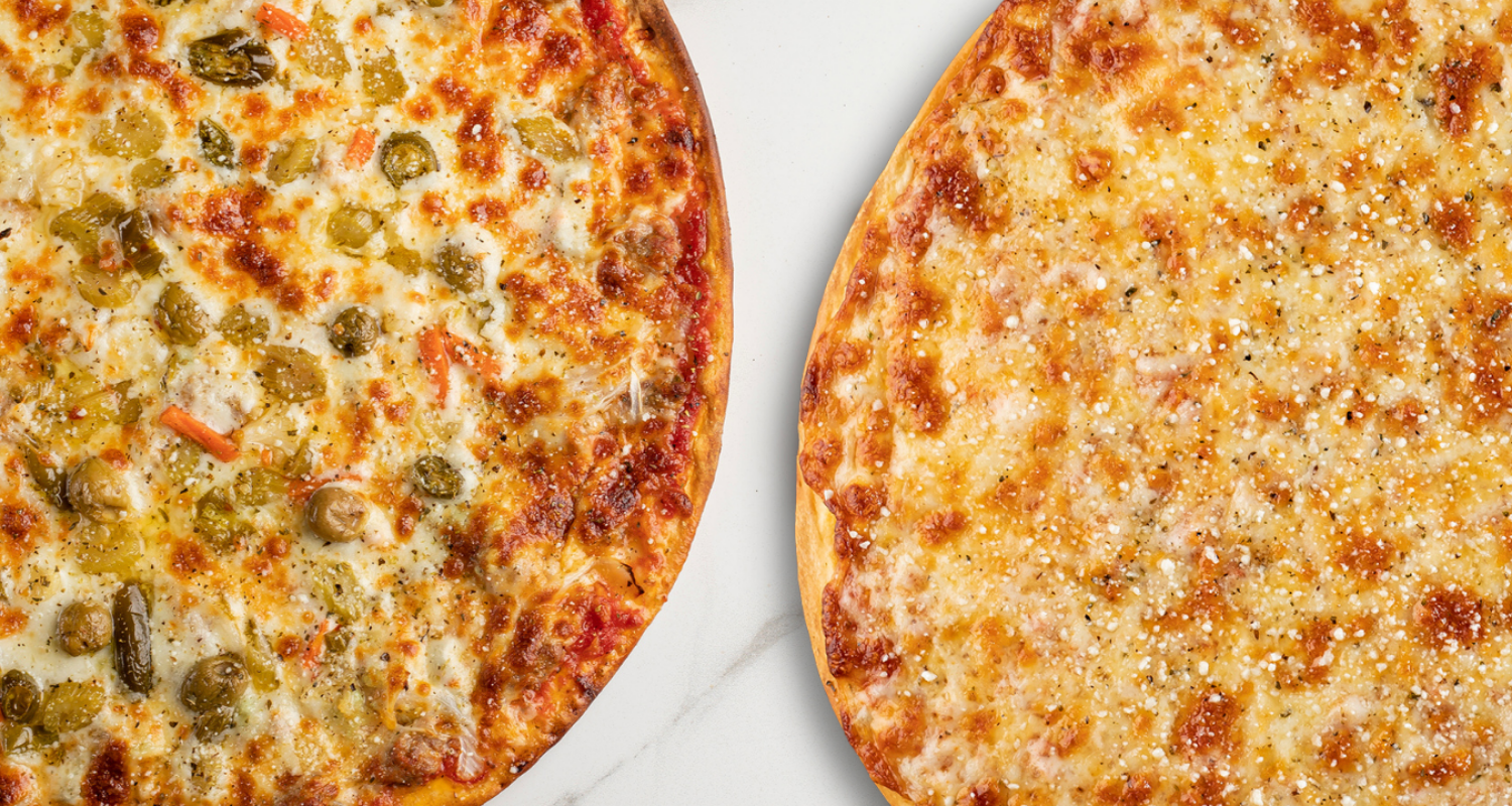 Two cheese pizzas