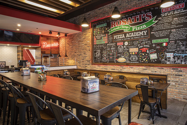 Picture of the interior of a Rosati's Pizza franchise