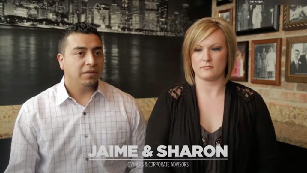 Still from a video featuring Rosati's Pizza franchise owners Jaime and Sharon