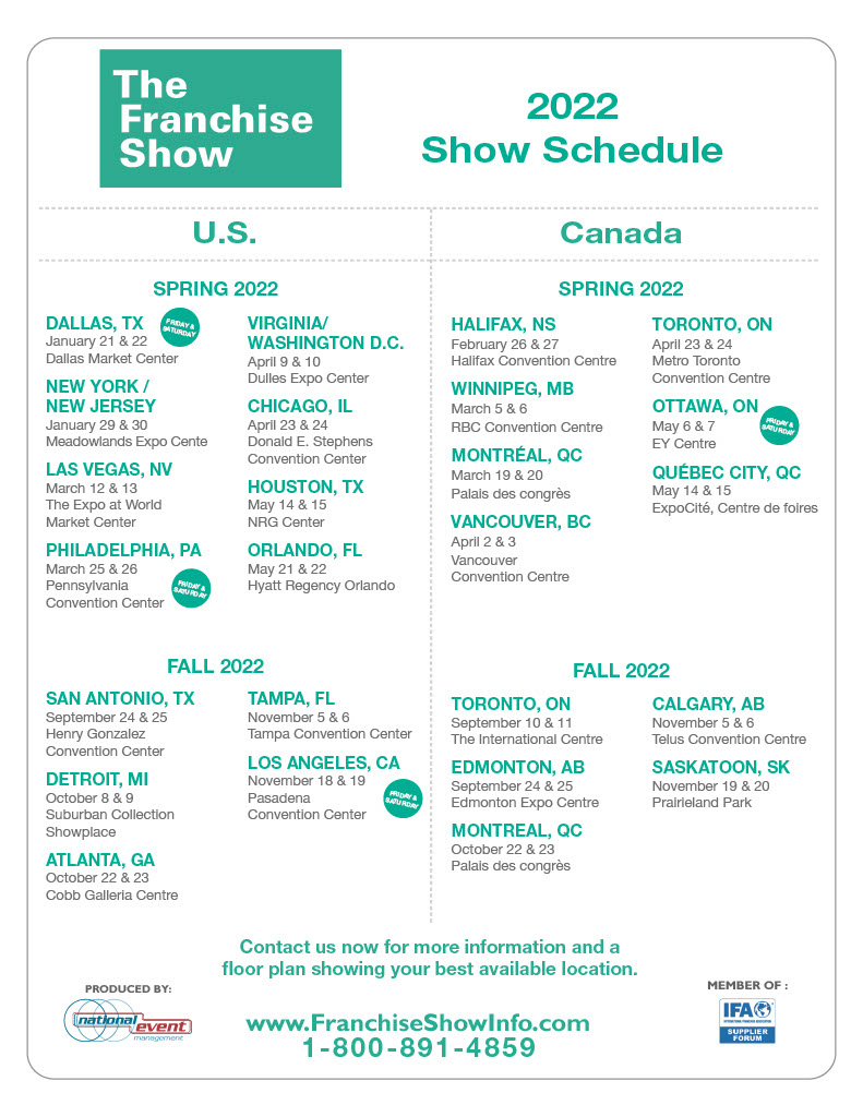 Rosati's Franchise Show Schedule 2022